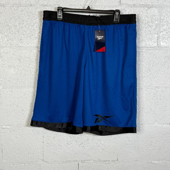 Reebok Men's 11" Regular-Fit Logo-Print Mesh Basketball Shorts vector blue XL - Picture 2 of 8